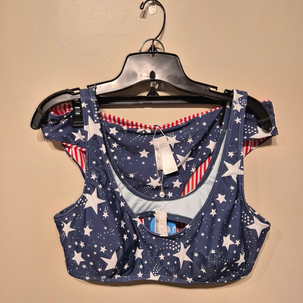 Cupshe 2 Piece American Bikini Bathing Suit XL Blue and White Star